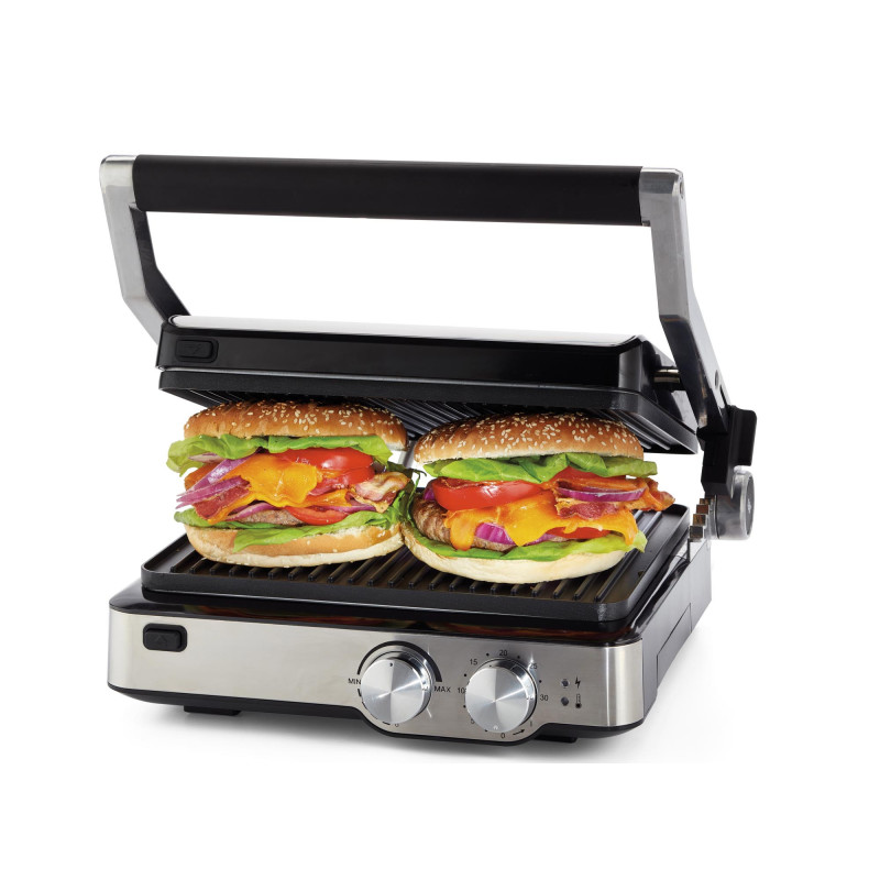 Griglia elettrica piastre antiaderenti 5 temperature 2000W inox