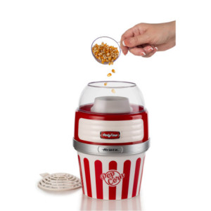 Zoom Macchina per Popcorn XL - 60gr Mais in 2 Minuti - Ciotola Estraibile - 1100 Watt - Rosso