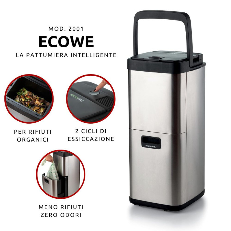 Pattumiera Intelligente 60W Essiccatore Rifiuti Silver