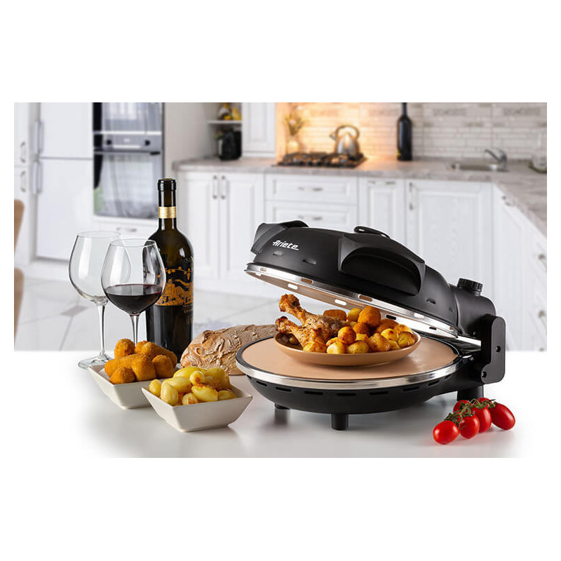 Forno Pizza 4 Minuti Piastra Pietra Refrattaria 1200W Bianco