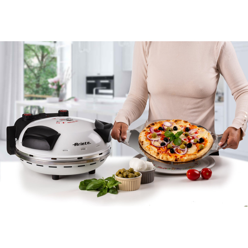 Forno Pizza 4 Minuti Piastra Pietra Refrattaria 1200W Nero