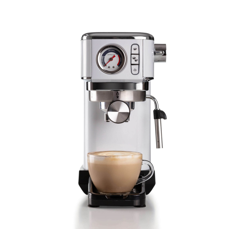 Macchina da caffè con manometro 1300W 1,1L 15 bar bianca cappuccino