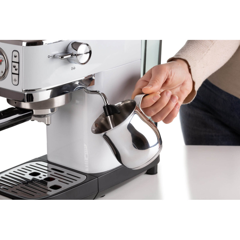 Macchina da caffè con manometro 1300W 1,1L 15 bar bianca cappuccino