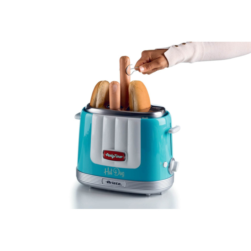 Macchina per Hot Dog 650W 4 Spazi 5 Livelli Espulsione Azzurro
