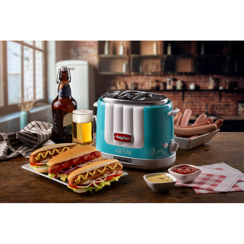 Macchina per Hot Dog 650W 4 Spazi 5 Livelli Espulsione Azzurro