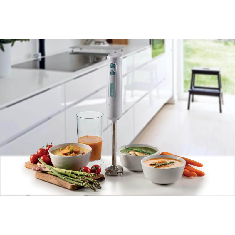 Frullatore a Immersione 700W 2 Velocità Lama Inox Bianco Teal