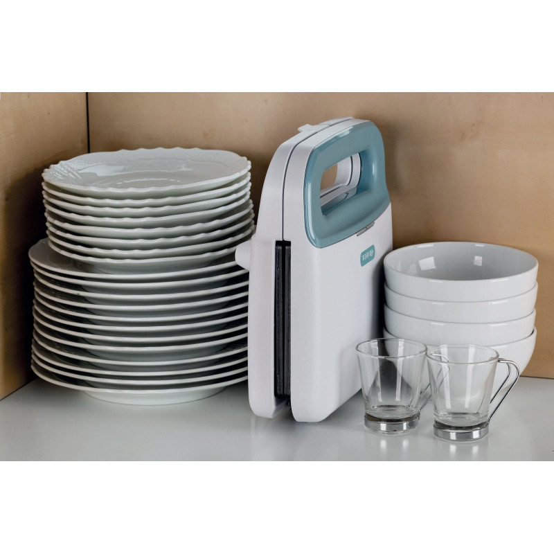 Tostiera 750W Piastre Fisse Grill Antiaderente Bianco Teal