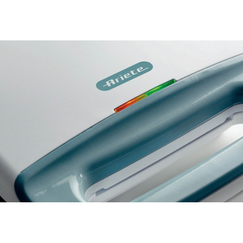 Tostiera 750W Piastre Fisse Grill Antiaderente Bianco Teal