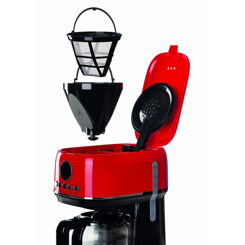 Macchina da caffè filtro moderna 15 tazze LCD rossa riscaldante