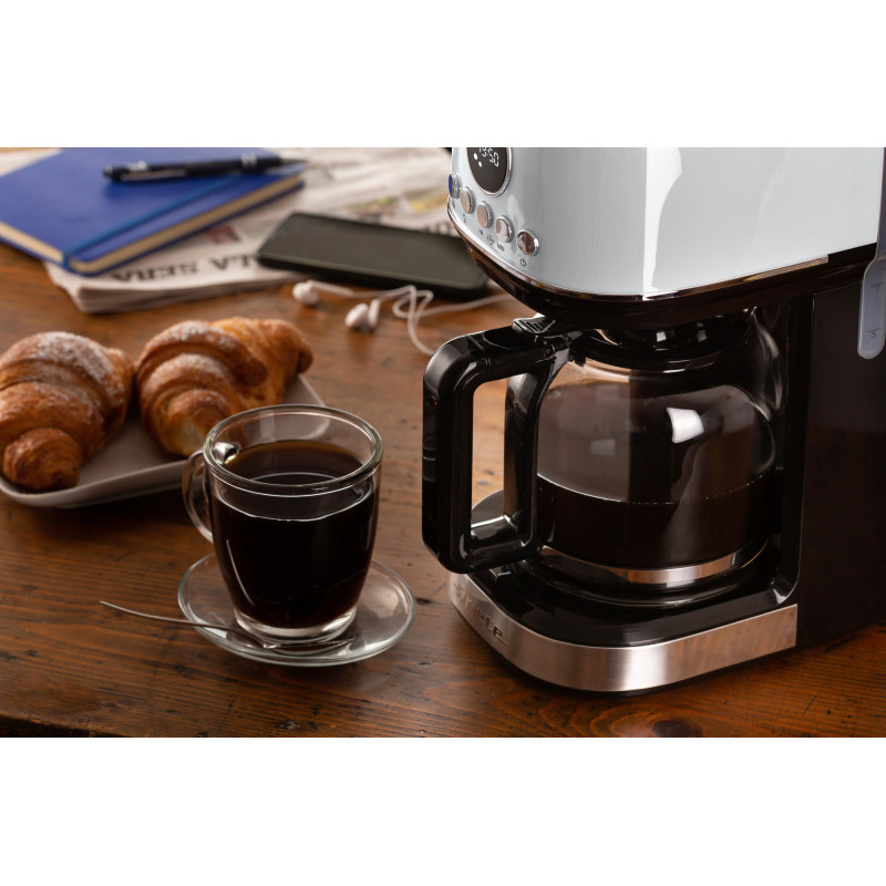 Macchina da caffè filtro moderna 15 tazze LCD bianca riscaldante