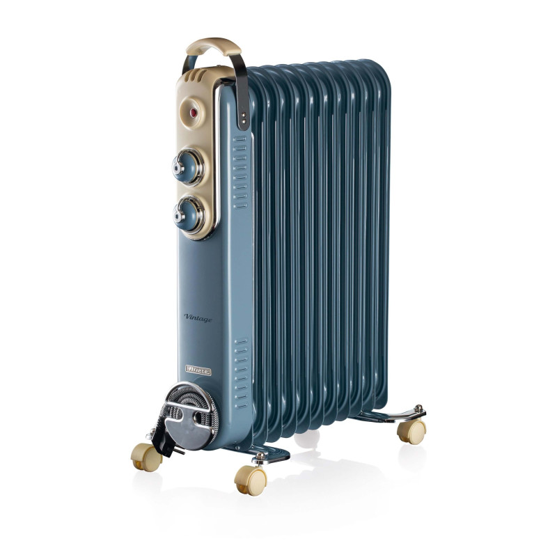Radiatore a olio vintage 11 elementi 2500W celeste 3 livelli