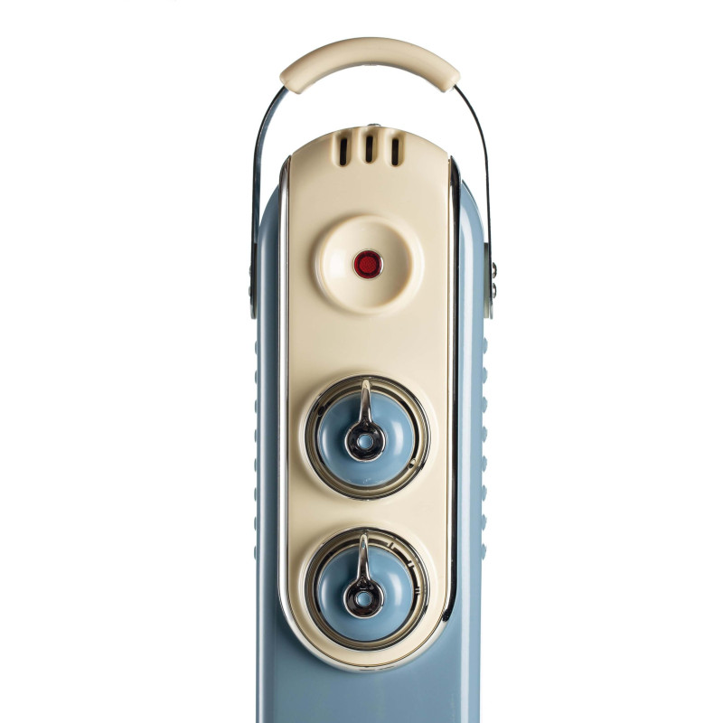 Radiatore a olio vintage 11 elementi 2500W celeste 3 livelli
