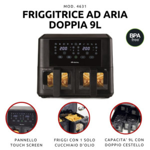 Zoom Friggitrice ad aria Doppia 9L 2400W - 11 programmi - Multifunzione - Nero