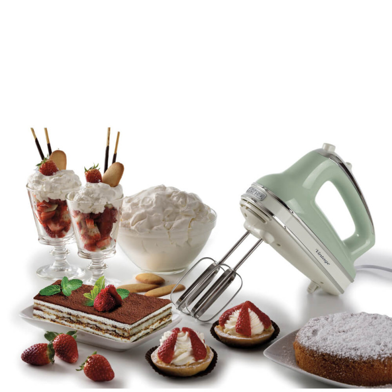 Sbattitore vintage 450W 5 velocità turbo 2 fruste verde