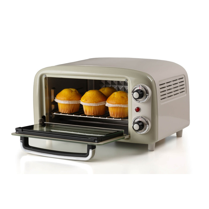 Forno elettrico vintage 800W 10L doppio vetro beige