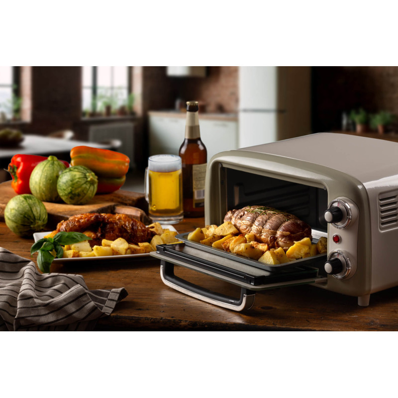 Forno elettrico vintage 800W 10L doppio vetro beige