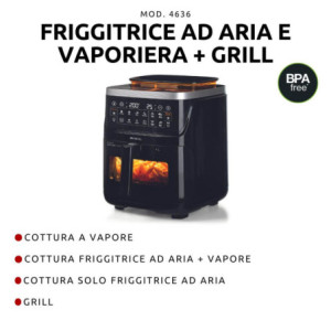 Zoom Friggitrice ad aria con funzione vapore + Grill 1700W - 10 funzioni di cottura - Nero