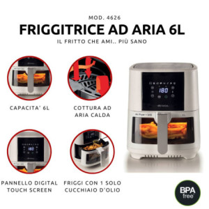 Zoom Friggitrice ad aria 6L 1300W - 8 programmi - Cestello trasparente - Bianco