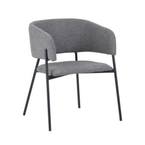 Set 4 poltrone Brigitte tessuto cenere gambe nere moderne