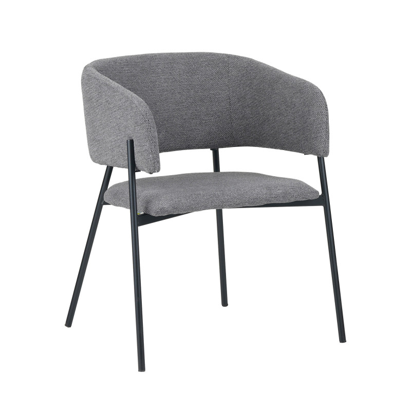 Set 4 poltrone Brigitte tessuto cenere gambe nere moderne