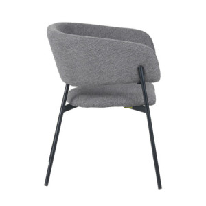 Zoom Set Da 4 poltrone Brigitte Tessuto Cenere Gambe Nere Per Soggiorno, Cucina E Arredo Bar