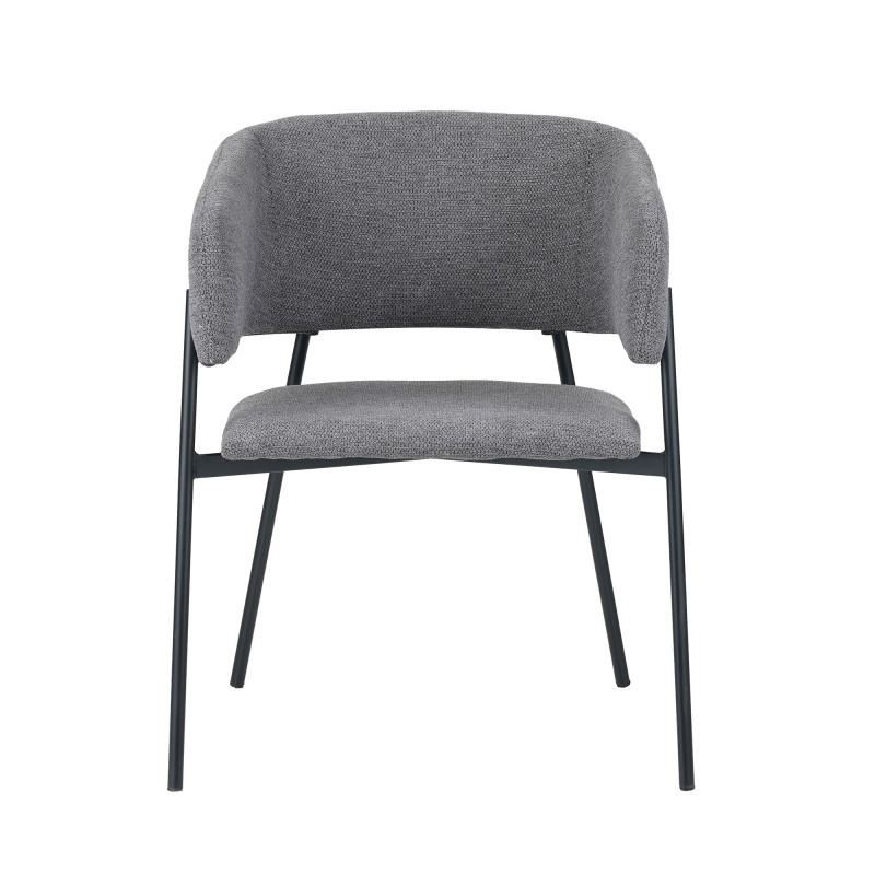 Set 4 poltrone Brigitte tessuto cenere gambe nere moderne