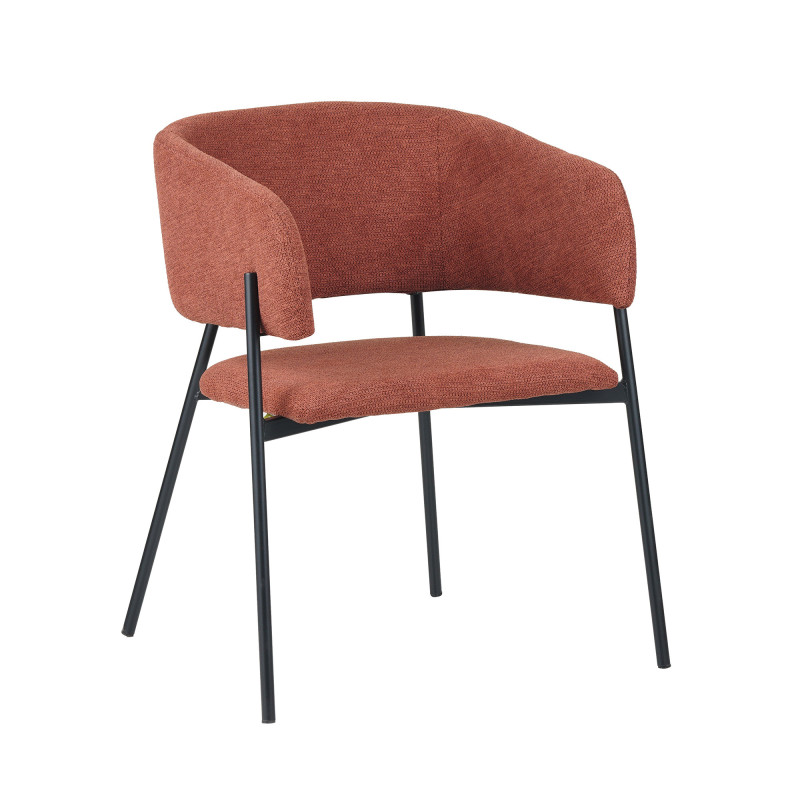 Set 4 poltrone Brigitte tessuto ruggine gambe nere moderne