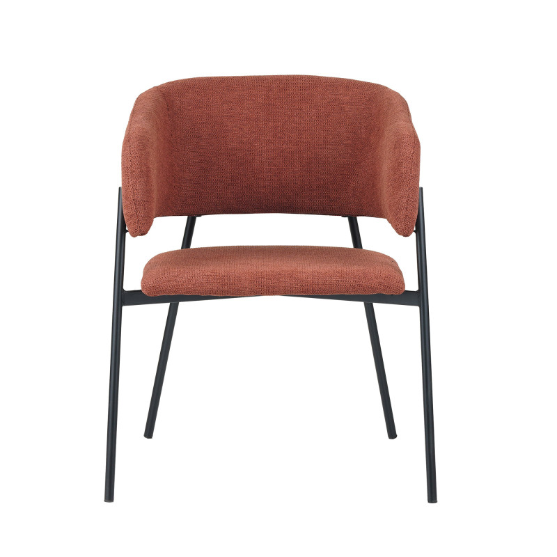 Set 4 poltrone Brigitte tessuto ruggine gambe nere moderne