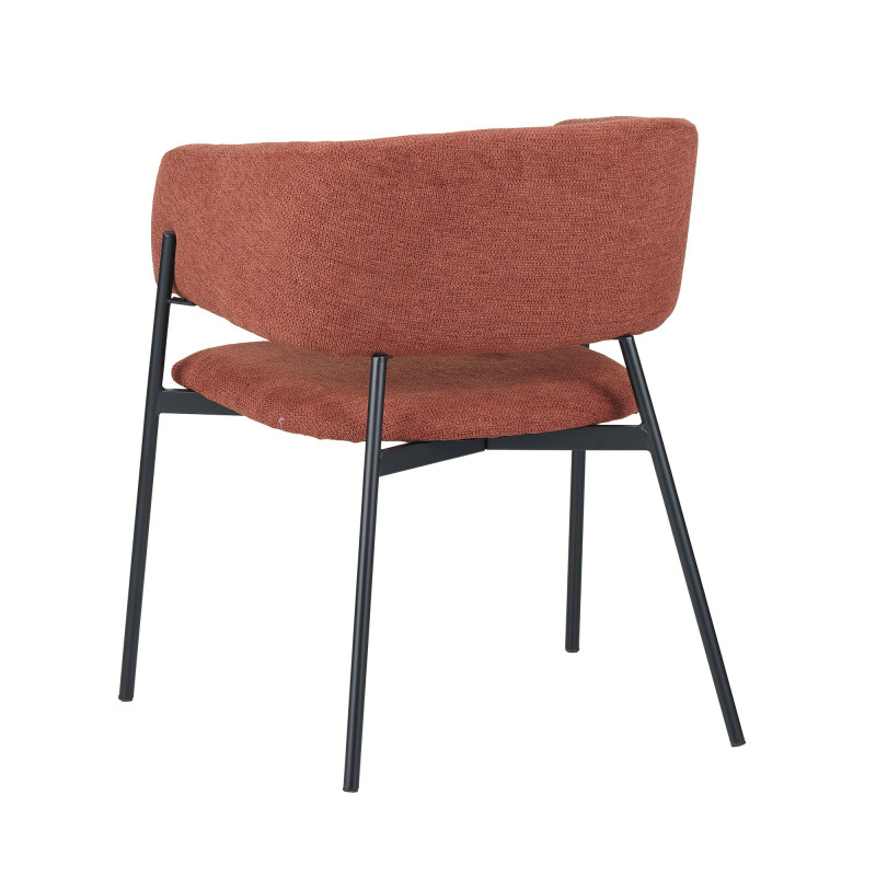 Set 4 poltrone Brigitte tessuto ruggine gambe nere moderne