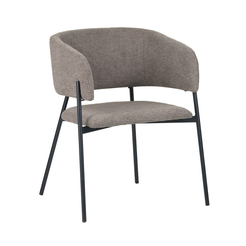 Set 4 poltrone Brigitte tessuto tortora gambe nere moderne