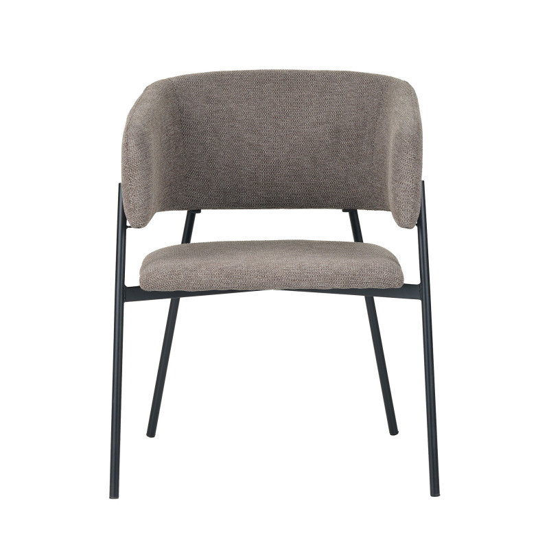 Set 4 poltrone Brigitte tessuto tortora gambe nere moderne