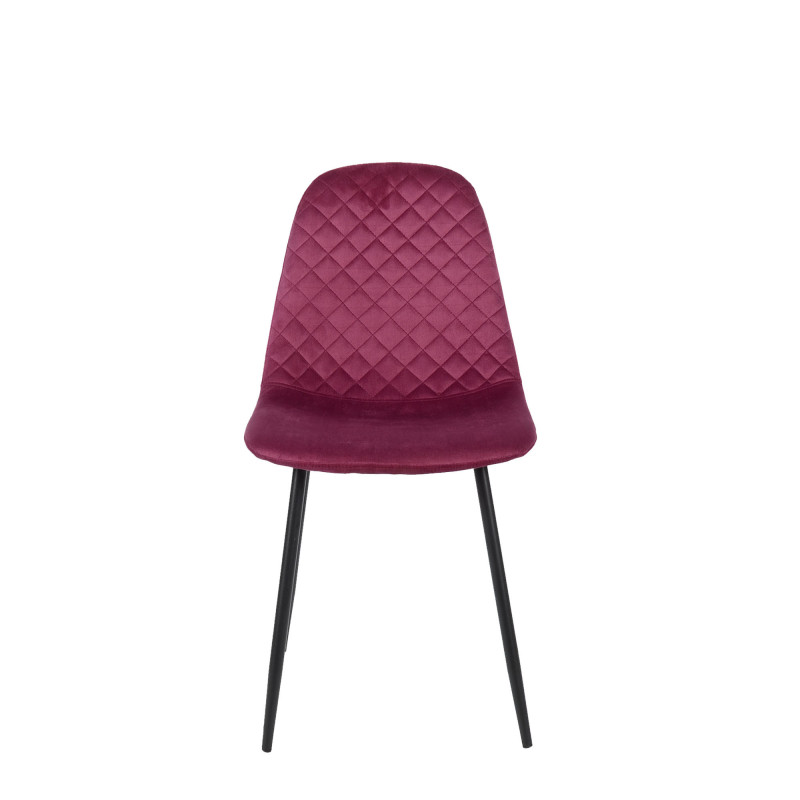 Set 4 Sedie New Lena Velluto Bordeaux Gambe Nere