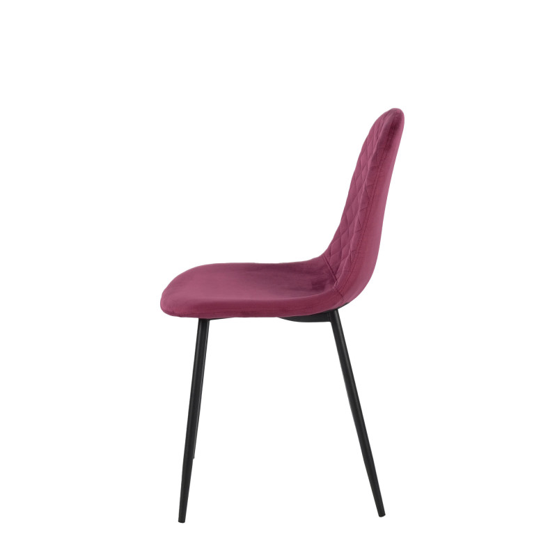 Set 4 Sedie New Lena Velluto Bordeaux Gambe Nere