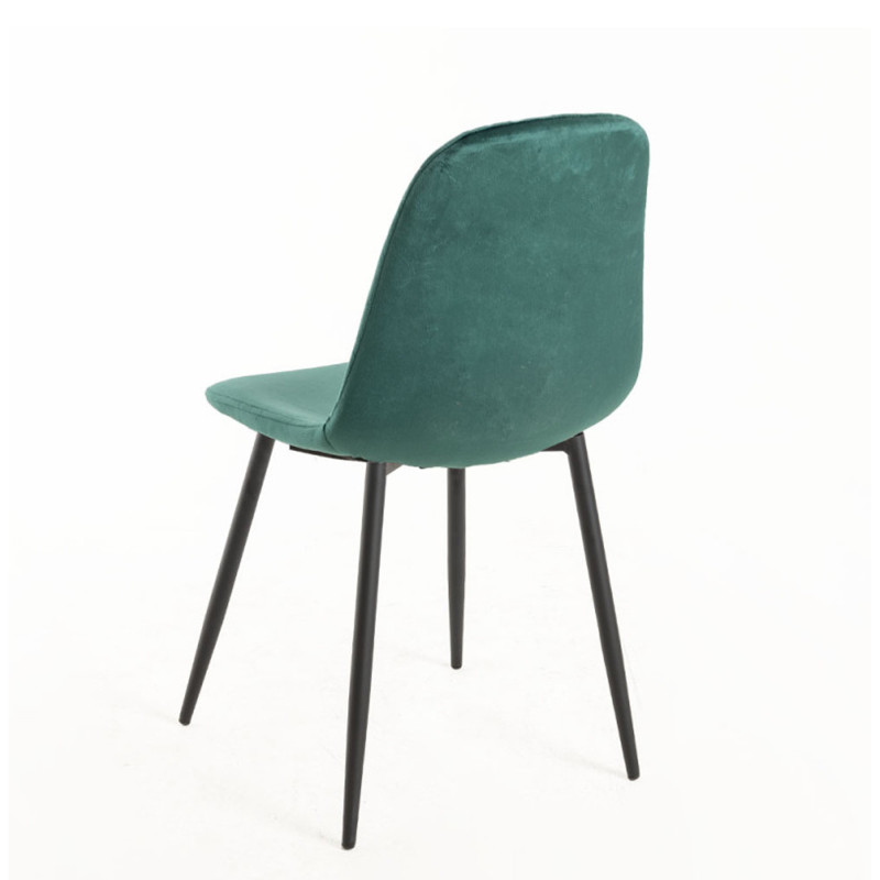 Set 4 Sedie New Lena Velluto Verde Gambe Nere