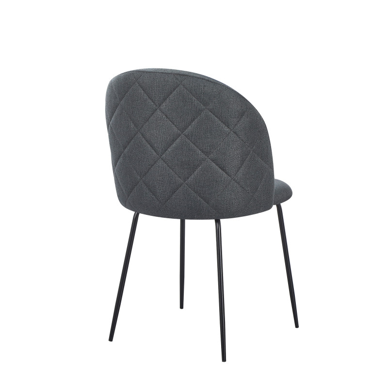 Set 4 sedie Tamara tessuto cenere gambe nere moderne cucina