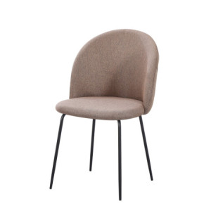 Zoom Set Da 4 sedie Tamara Tessuto Tortora Gambe Nere Per Soggiorno, Cucina E Arredo Bar