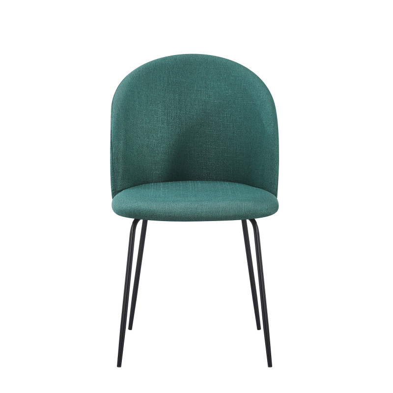 Set 4 sedie Tamara tessuto verde inglese gambe nere moderne