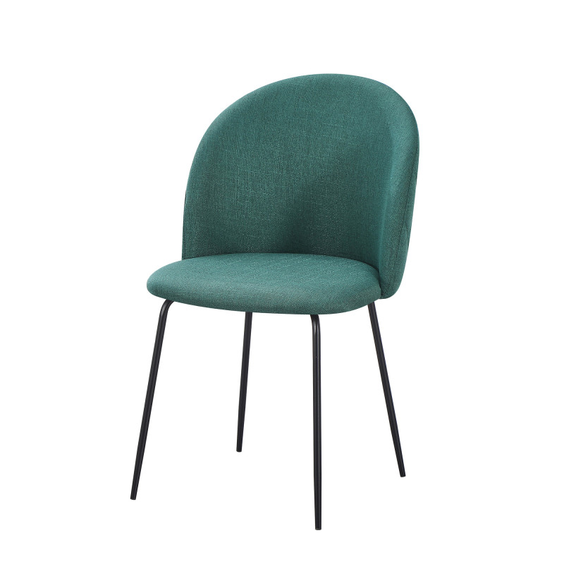 Set 4 sedie Tamara tessuto verde inglese gambe nere moderne