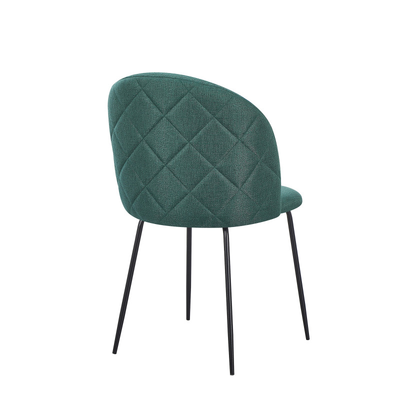 Set 4 sedie Tamara tessuto verde inglese gambe nere moderne