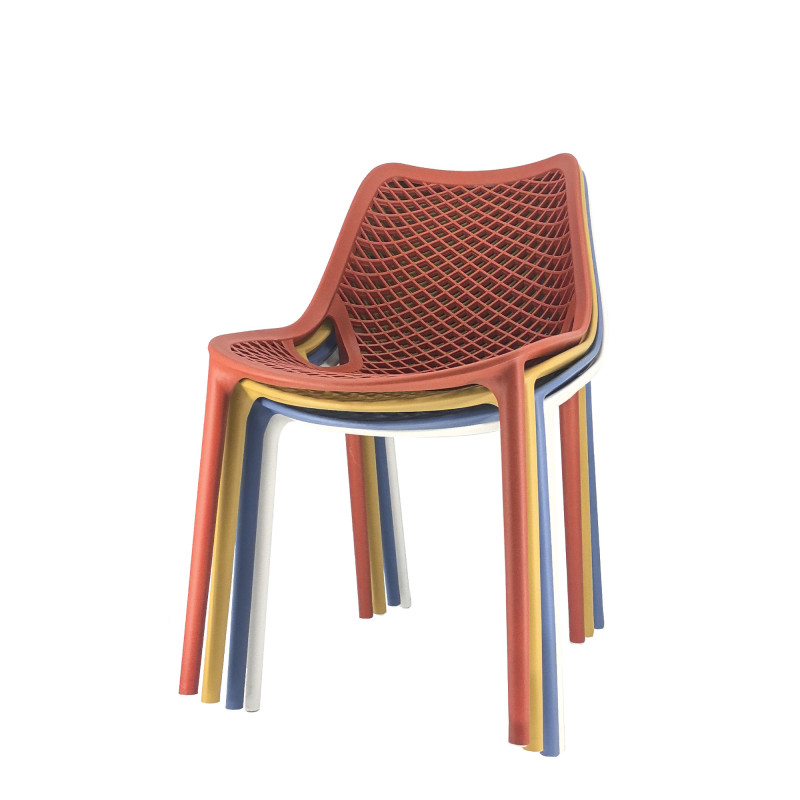 Set 4 sedie Braga 2 rosso mattone polipropilene moderne cucina