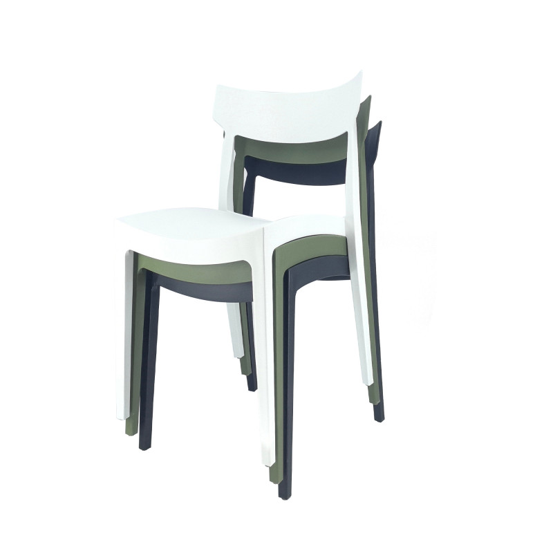 Set 4 sedie Cordoba bianca polipropilene moderne cucina bar