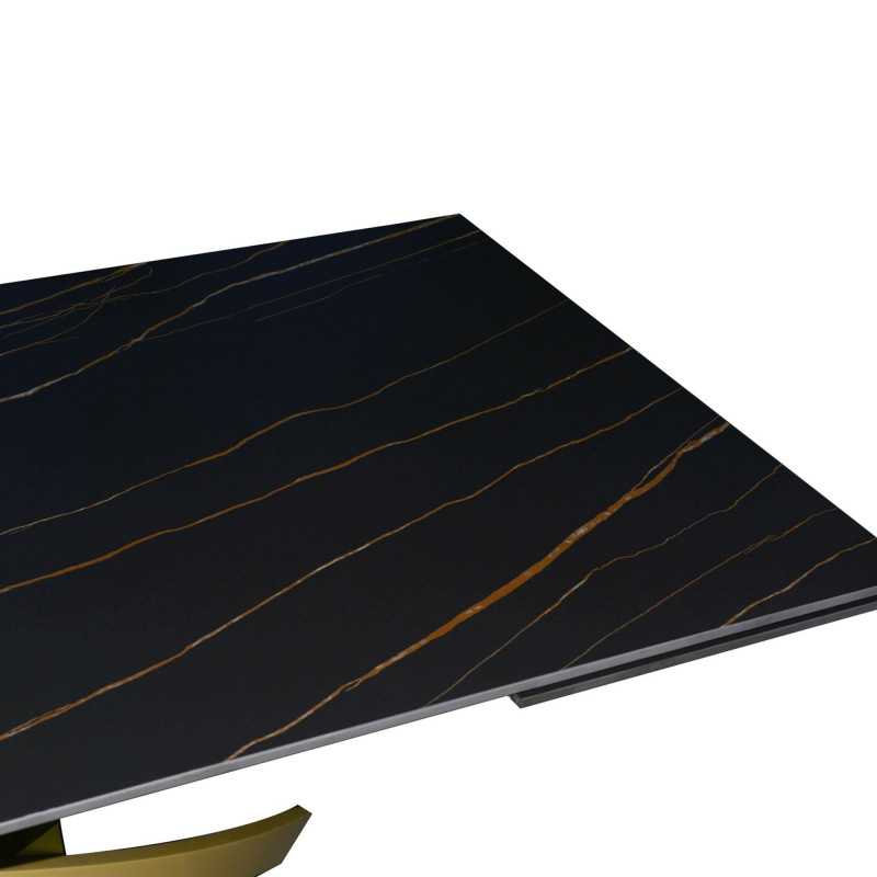 Tavolo Pegaso nero venato gambe oro fisso moderno soggiorno