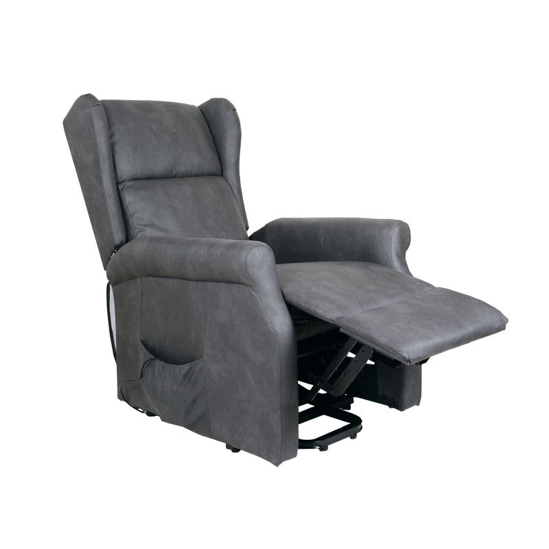 Poltrona relax Bergere Arlette 2 motori nabuk grigia moderna