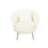 Poltrona Shelly bouclé panna cromo oro con cuscino moderna