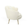 Poltrona Shelly bouclé panna cromo oro con cuscino moderna