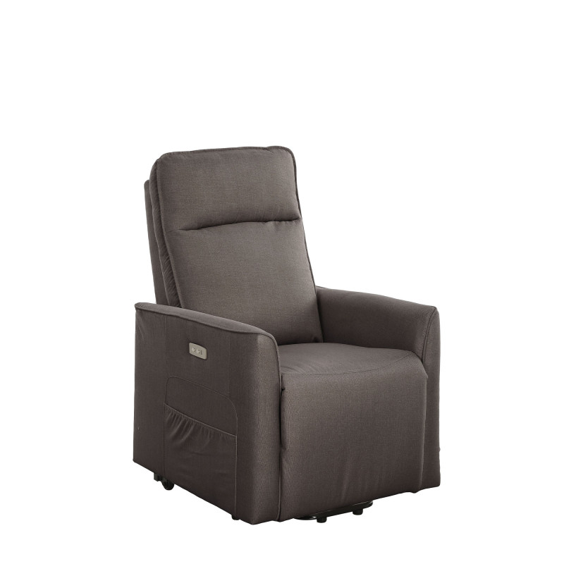 Poltrona relax Carlotta D USB tessuto tortora moderna motorizzata