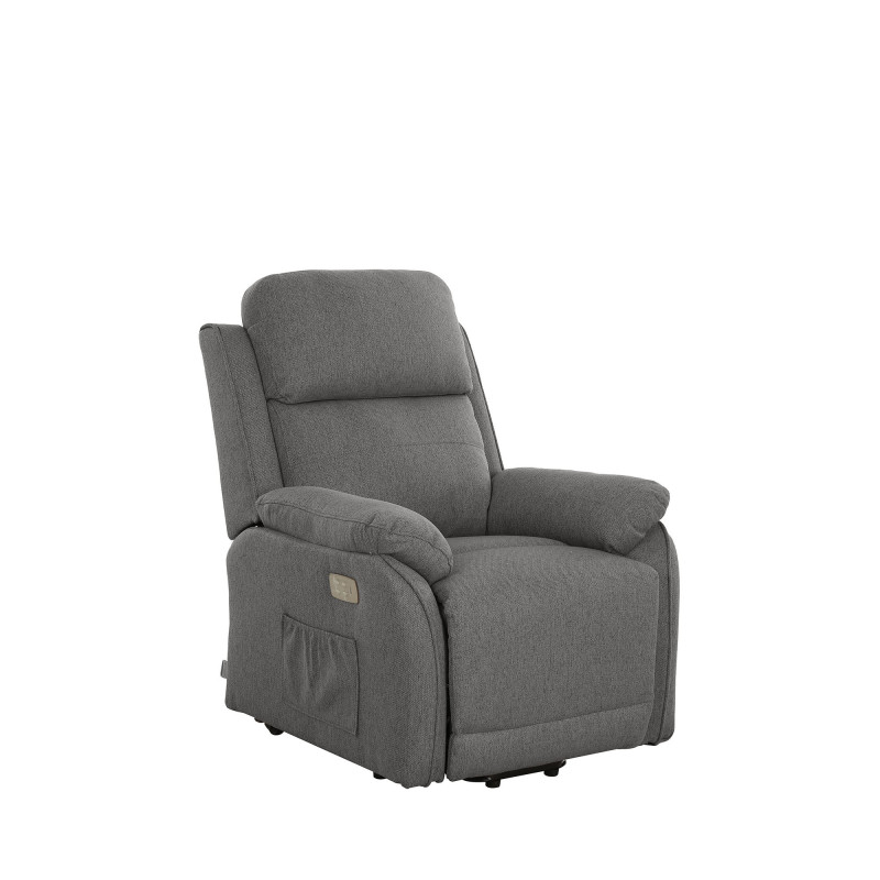 Poltrona relax Eugenia 2 motori USB tessuto cenere moderna