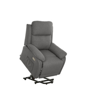Zoom Poltrona Relax Eugenia 2 Motori con Usb Tessuto Cenere