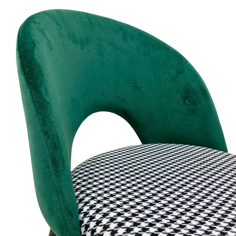 Set 2 sedie Elen velluto verde e pied de poule moderne eleganti
