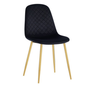 Set 4 Sedie New Lena Velluto Nero Gambe Oro